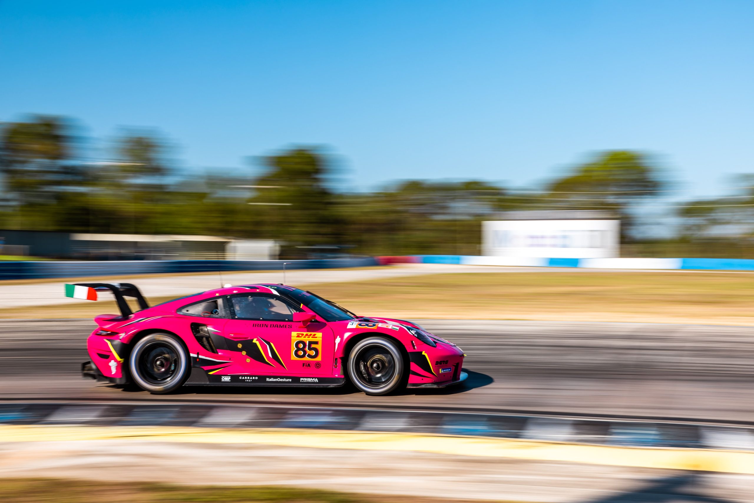 The Iron Dames Porsche GT car preparing for the 24 Hours of Le Mans