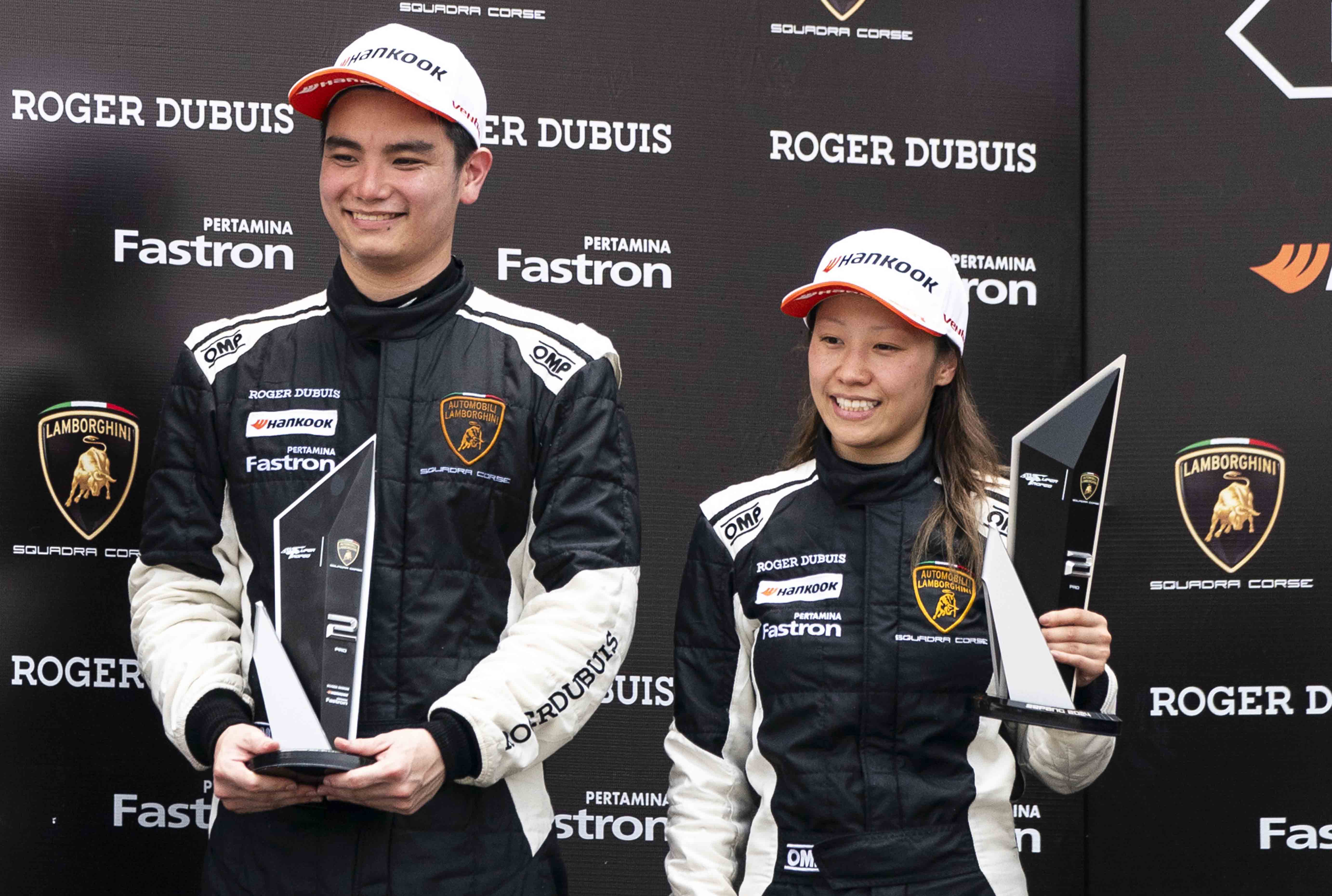 Lamborghini Super Trofeo Asia drivers on the podium in Sepang